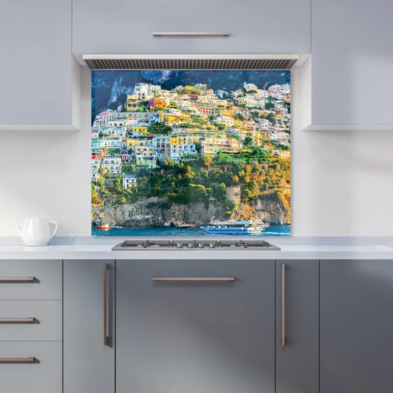 Image of Warren Reed - Designer Positano, Amalfi Coast Kitchen Splashback in Green Size: 900mm x 750mm Green Unisex 900mm x 750mm
