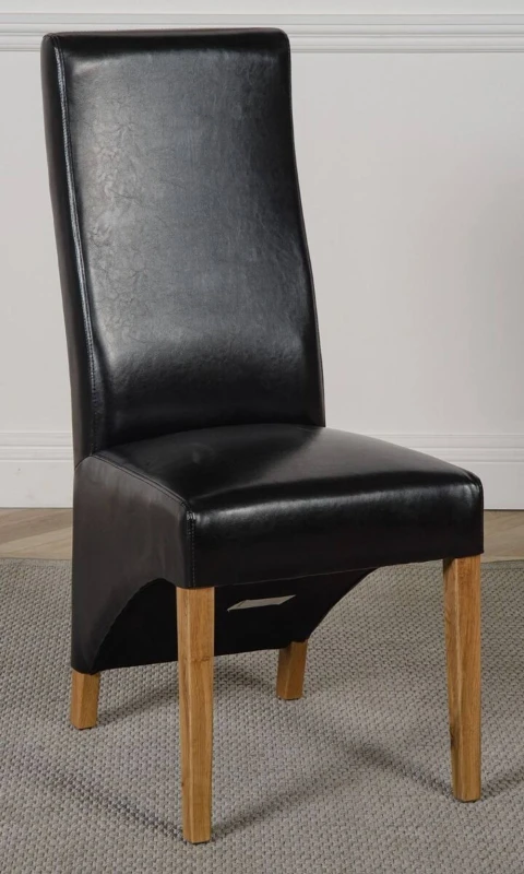 Image of Thats Furniture Lola Leather Dining Chairs for Dining Room or Kitchen in Black Unisex