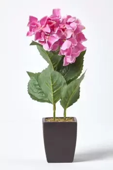 Image of Small Artificial Hydrangea Flower in Pot, 38cm Tall