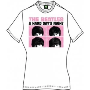 Image of The Beatles Hard Days Night Pastel Ladies White T Shirt X