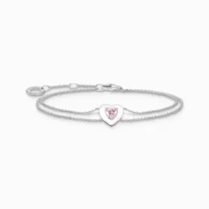 Image of Charming Heart With Pink Stone Bracelet A2091-041-9