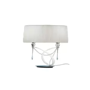 Image of Lucca Table Lamp 2 Light E27 Small, Polished Chrome With White Shade & Clear Crystal