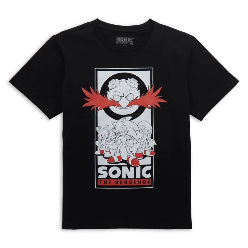 Image of Sonic The Hedgehog Team Up Mens T-Shirt - Black - 3XL