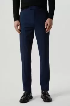 Image of Mens Slim Fit Blue Check Smart Trousers