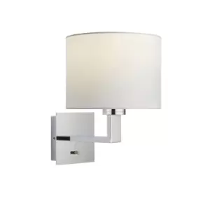 Image of Wall Light Chrome Plate & Vintage White Fabric 60W E27 Dimmable e10453