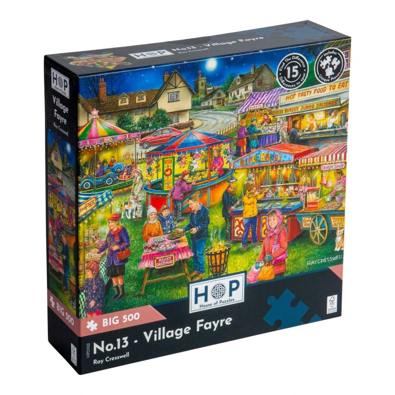 Image of The House Of Puzzles Village Fayre BIG 500 Piece Jigsaw Puzzle Multicolor Unisex 500 Piece