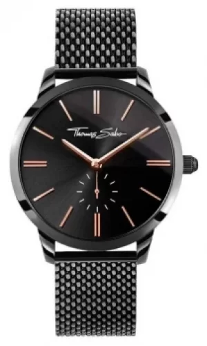 Image of Thomas Sabo Womans Glam Spirit Black Steel Mesh Strap Black Watch