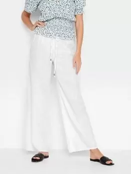 Image of Long Tall Sally White Cotton Slub Wide Leg Trouser 36", White, Size 14, Women