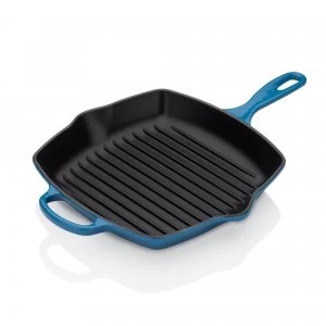 Image of Le Creuset Signature Cast Iron Square Grillit 26cm Mar Blue