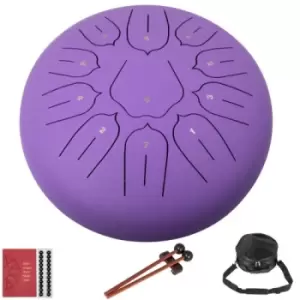 Image of Steel Tongue Drum 11 Notes 10" Percussion Instrument Hang Tongue Drum Purple