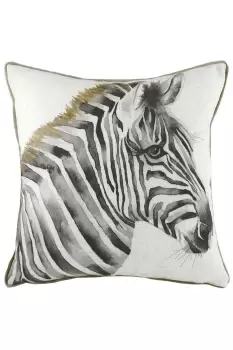 Image of Safari Zebra Hand-Painted Printed Cushion