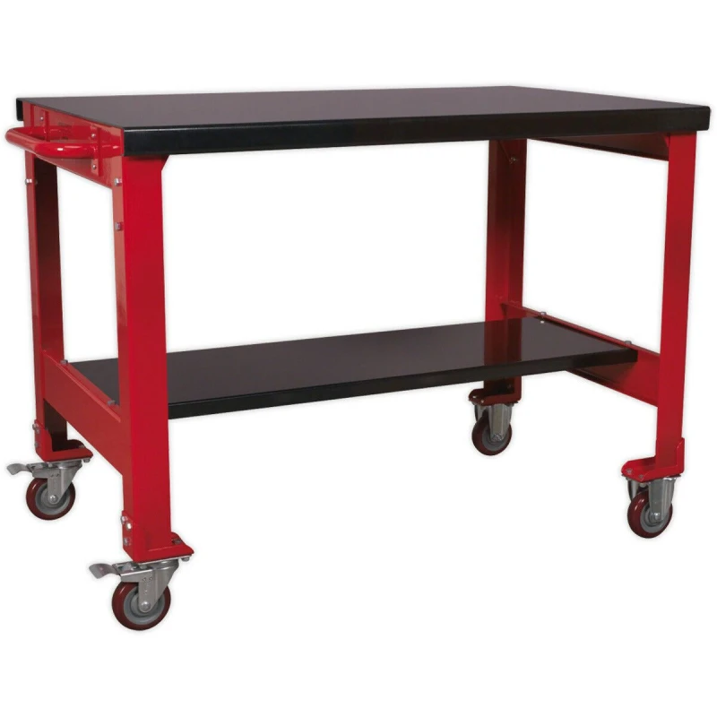 Image of Loops 2 Level Mobile Workbench - 300kg Weight Limit - 2 Fixed & 2 Locking Castors Multi