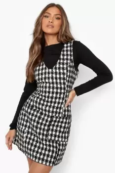 Image of Dogtooth Scoop Neck Pinafore Dress