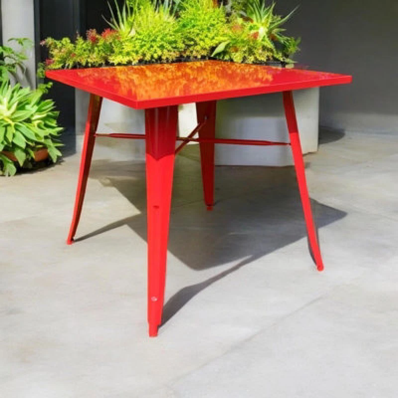 Image of Minster Garden Bar Table - Metal - L80 X W80 X H76cm - Red