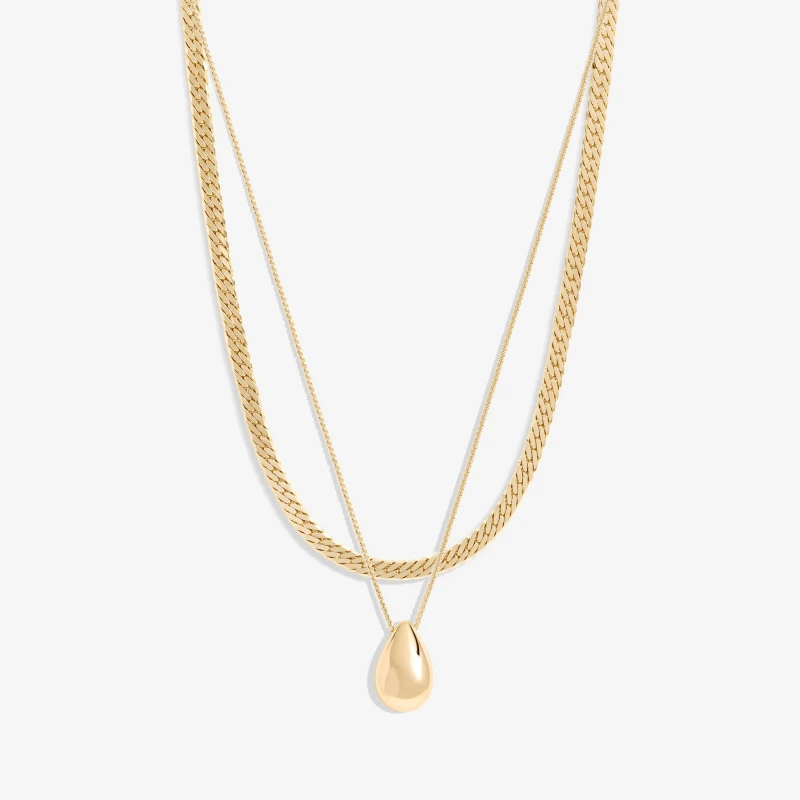 Image of Mood Gold Polished Dome Layered Chain Pendant Necklace - Pack Of 2 Gold