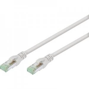 Image of Digitus RJ45 Network cable, patch cable CAT 8.1 S/FTP 2m Grey Flame-retardant, Metal foild shield, Braided shield, Shielded, Halogen-free, Twin shield