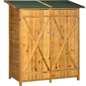 Image of Outsunny - Garden Storage Shed Tool Organizer w/ Table, 140x75x157cm, Natural - Natural wood finish