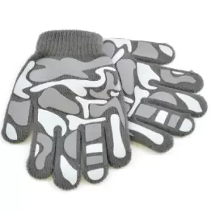 Image of Childrens Boys Camo Design Winter Magic Gloves (One Size) (Grey)