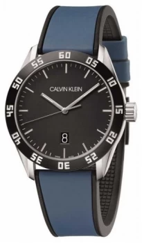 Image of Calvin Klein Mens Compete Blue Rubber Strap Black Watch