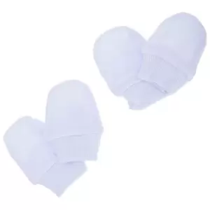 Image of Baby Newborn 100% Cotton Elasticated Scratch Mittens (Pack Of 2 Pairs) (Newborn) (Blue)