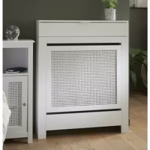 Image of Vale Designs - White Radiator Cover Wall Cabinet Traditional Modern mdf Wood Rattan Shelf Small - White