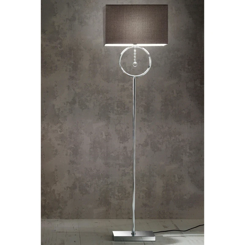 Image of K Living Lizzy Chrome Floor Lamp with a Grey lampshade Chrome unisex One Size