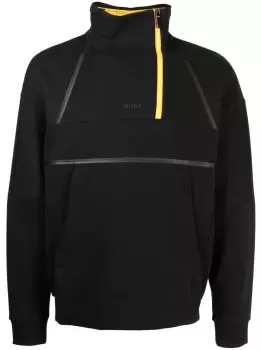 Image of BOSS Contrast-trimmed high-neck sweatshirt Black