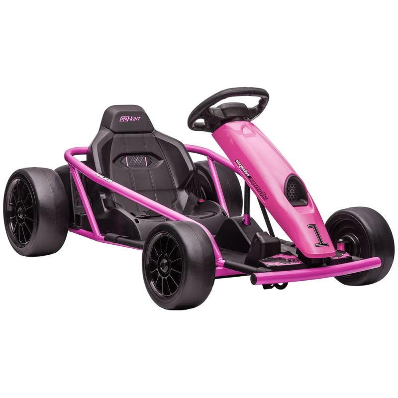 Image of HOMCOM 24V Electric Go Kart for Kids w/ Music, Horn Honking, Pink 370-303V70PK