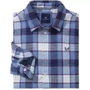 Image of Crew Clothing Mens Brushed Cotton Marl Flannel Check Shirt Blue/Purple XXL