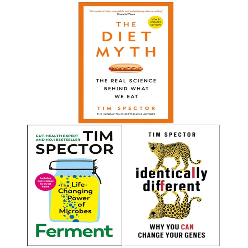 Image of Tim Spector 3 Book Set: Ferment, Identically Different, The Diet Myth Professor Tim Spector Books