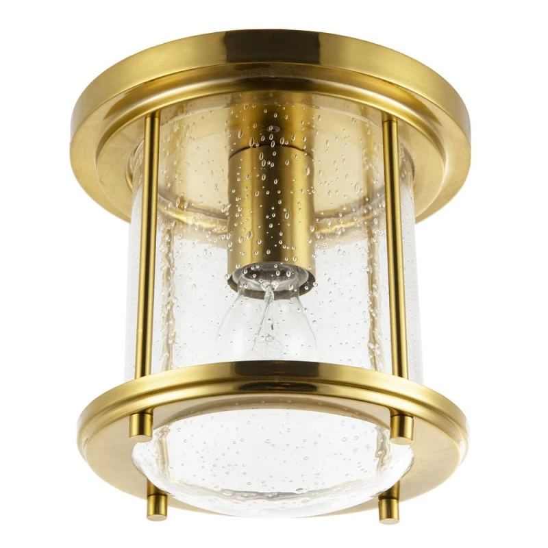 Image of Happy Homewares Vintage Industrial Ceiling Light in Satin Gold with Clear Bubble Glass Gold Unisex