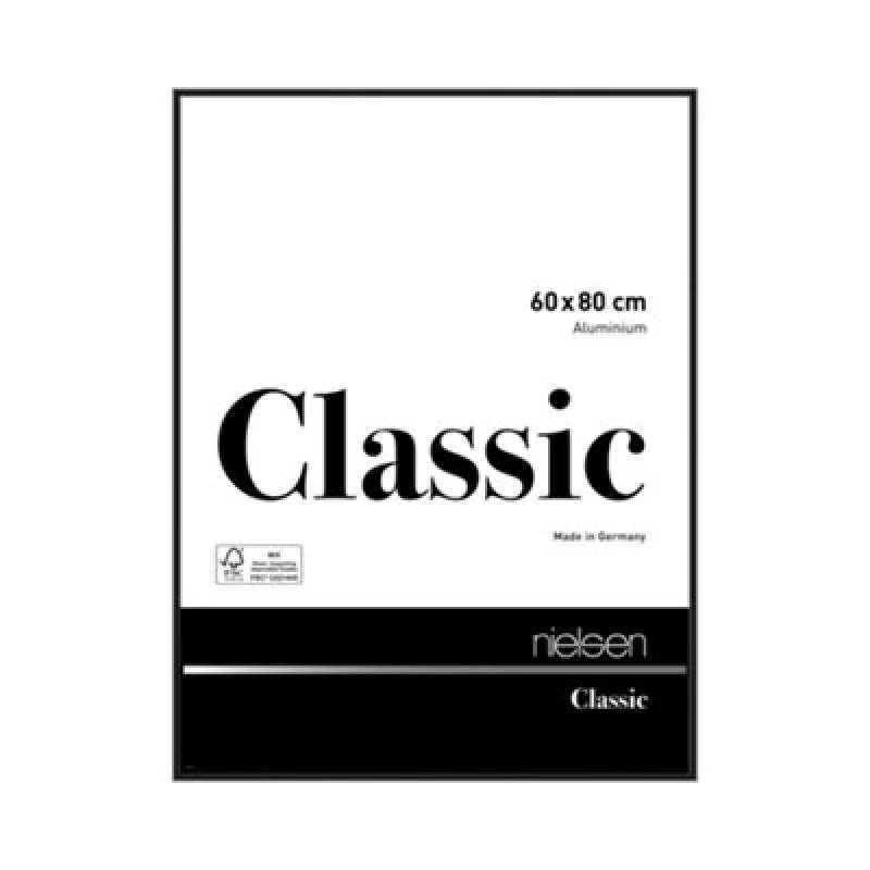 Image of Nielsen Classic Polished Black Aluminium Picture Frame 60X80Cm - With Float Glass And Push/turn Clips