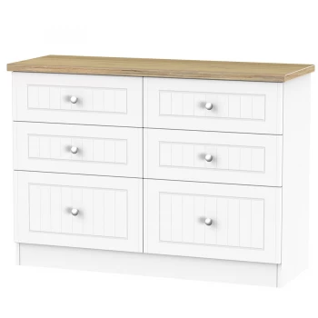 Image of Robert Dyas Wilcox Ready Assembled 6-Drawer Midi Chest of Drawers - Porcelain Ash