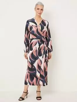 Image of Wallis Abstract Jersey Wrap Dress - Pink, Size 16, Women