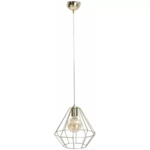 Image of Keter Lighting - Keter Faro Wire Frame Pendant Ceiling Light Gold, 29cm, 1x E27