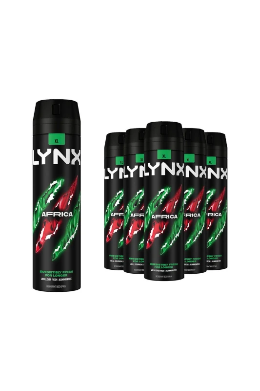 Image of Lynx XL Africa 'Body Spray' 48H Fresh Deodorant, 6x200ml Green male