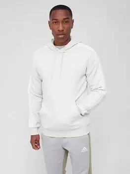 Image of adidas 3 Stripe Fleece Hoodie - White, Size S, Men