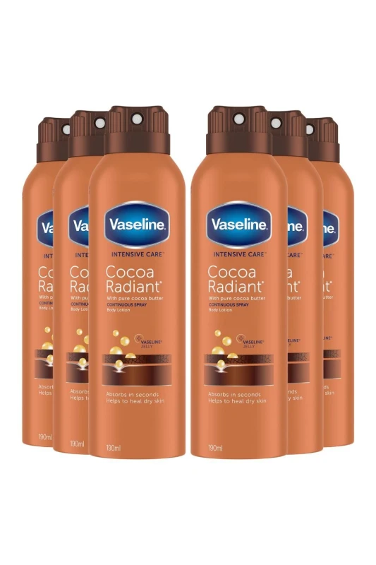 Image of Vaseline 'Body Lotion' Intensive Care Cocoa Radiant 190ml,6 Pack White female