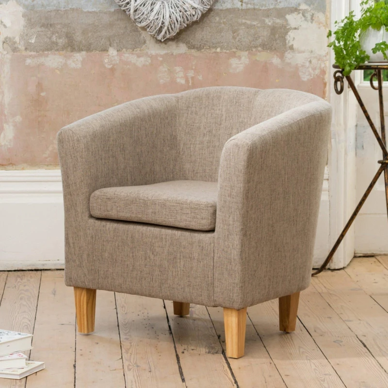 Image of Artemis Home Alderwood 68cm Wide Fabric Tub Chair Armchair in Light Brown Light Brown Unisex