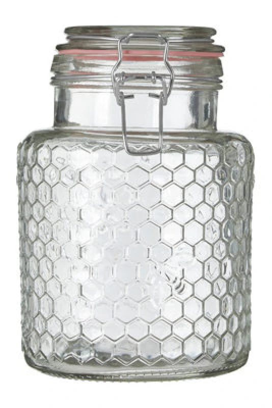 Image of Interiors by Premier Apiary Pink Seal Small Glass Jar. Silver