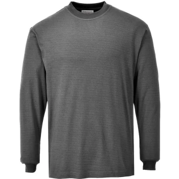 Image of FR11GRRM - sz M Flame Resistant Anti-Static Long Sleeve T-Shirt - Grey - Portwest
