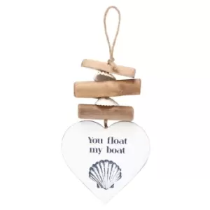 Image of You Float My Boat Driftwood and MDF Hanging Heart Sign
