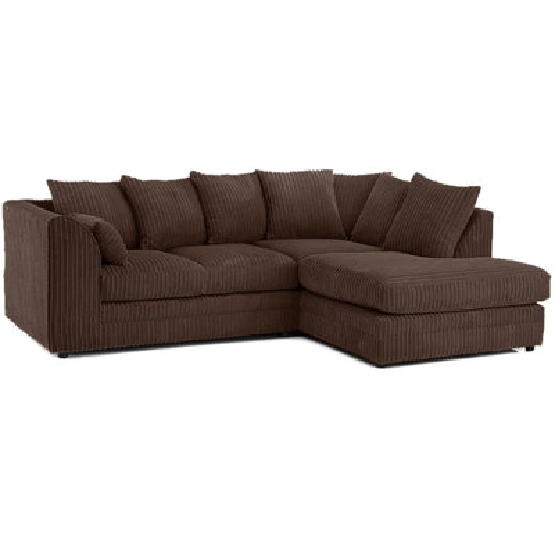 Image of Furnishings For Less UK Luxor Jumbo Cord 4 Seater Corner Sofa Chocolate Right Hand Facing