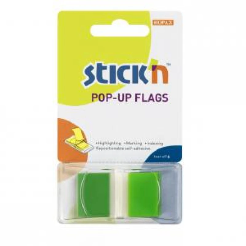 Image of ValueX Pop-Up Flags Page Markers 45x25mm Green (Pack 50) - 26023