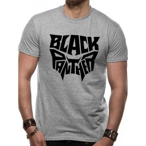 Image of Black Panther Movie - Text Logo Mens Medium T-Shirt - Grey
