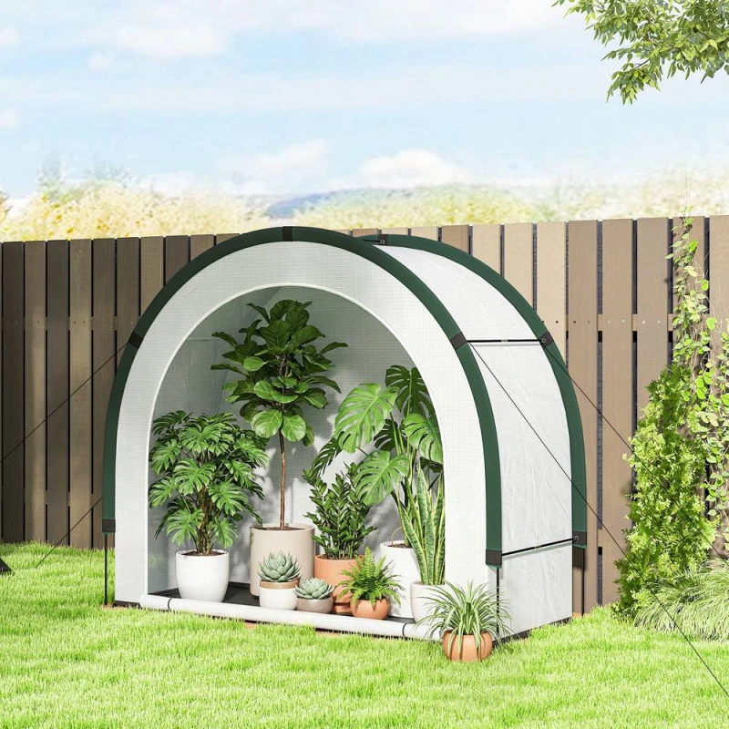 Image of OUTSUNNY Foldable Small Greenhouse, Mini Greenhouse with PE Base, Green Size: 200cm x 80cm Green Unisex 200cm x 80 cm