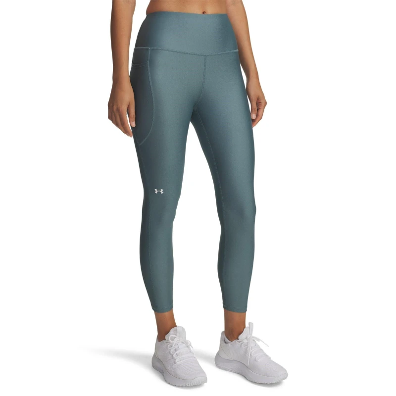 Image of Under Armour HeatGear No-Slip Waistband Ankle Leggings Womens Jasper Blue female 10 (S)