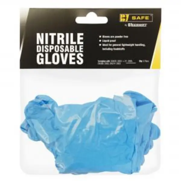 Image of Beeswift B-Safe Nitrile Disposable Glove Pack Of 5 Pairs Blue L Pair