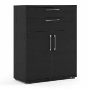 Image of Prima Bookcase with 2 Shelves and 2 Drawers, black