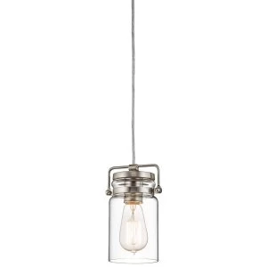 Image of 1 Light Ceiling Mini Pendant Brushed Nickel, E27